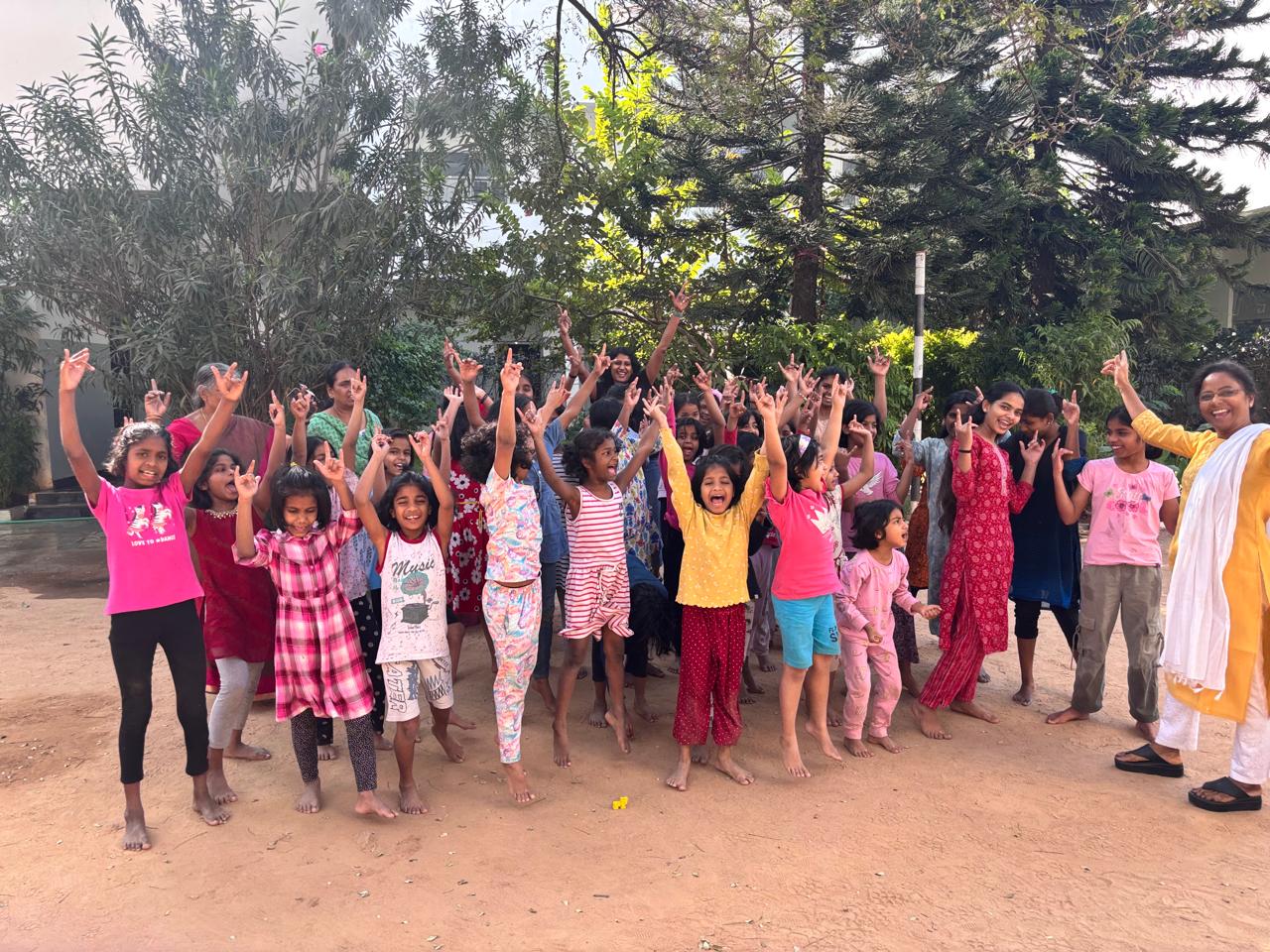Hyderabad children celebrating